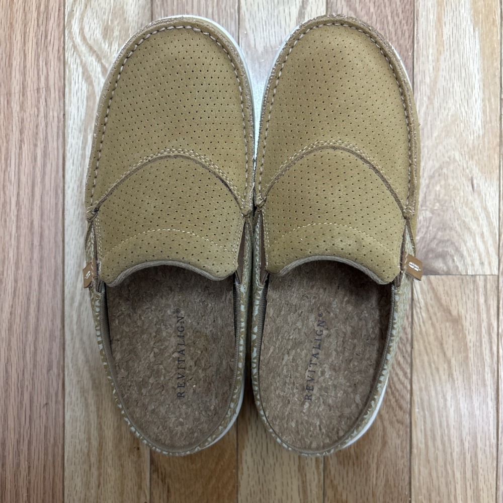 REVITALIGN Women's Siesta Suede Comfycore Slip On Orthopedic Gold - Size 7.5